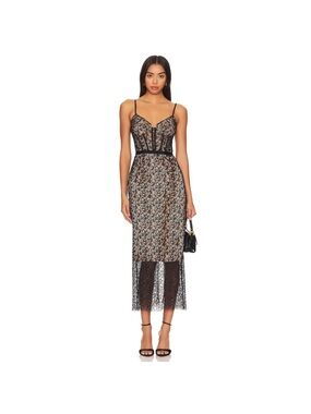 SIMKHAI Ruth Bustier Midi Dress in Black